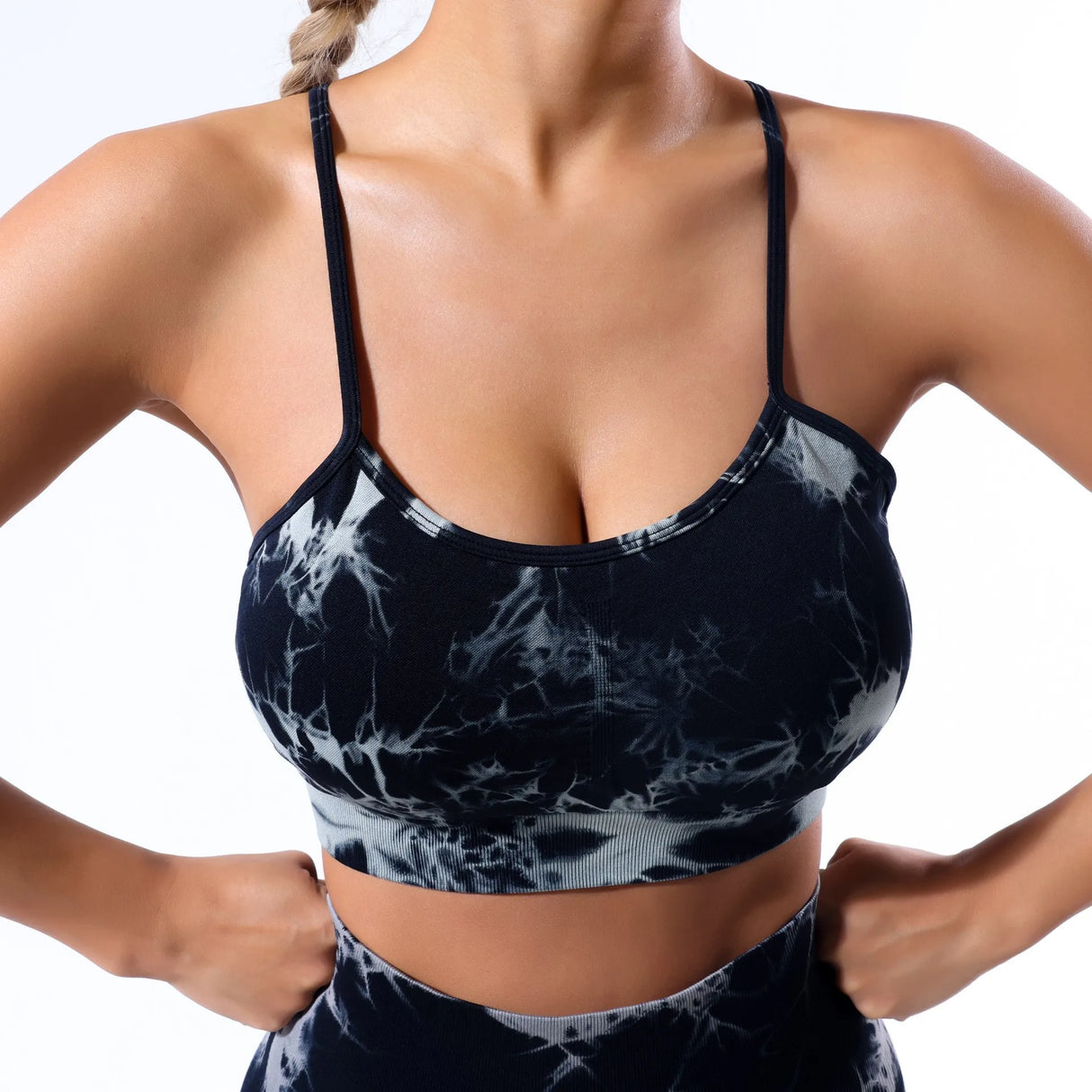 Tie-dye yoga clothing set, sports bra, intimates, yoga pants, non-falling sports tights, peach butt lifting line