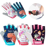 Kids Children Fingerless Gloves Half Finger Cycling Glove Boy Girl Bike Bicycle Skating Training Exercise Protection Gloves