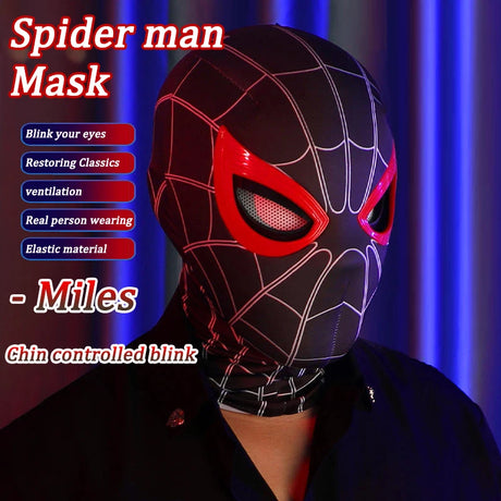 Spider Man Masks Can Blink Cosplay Helmet Moving Eyes Model Party Props Elastic Toys Adults Kids Halloween Christmas Gifts