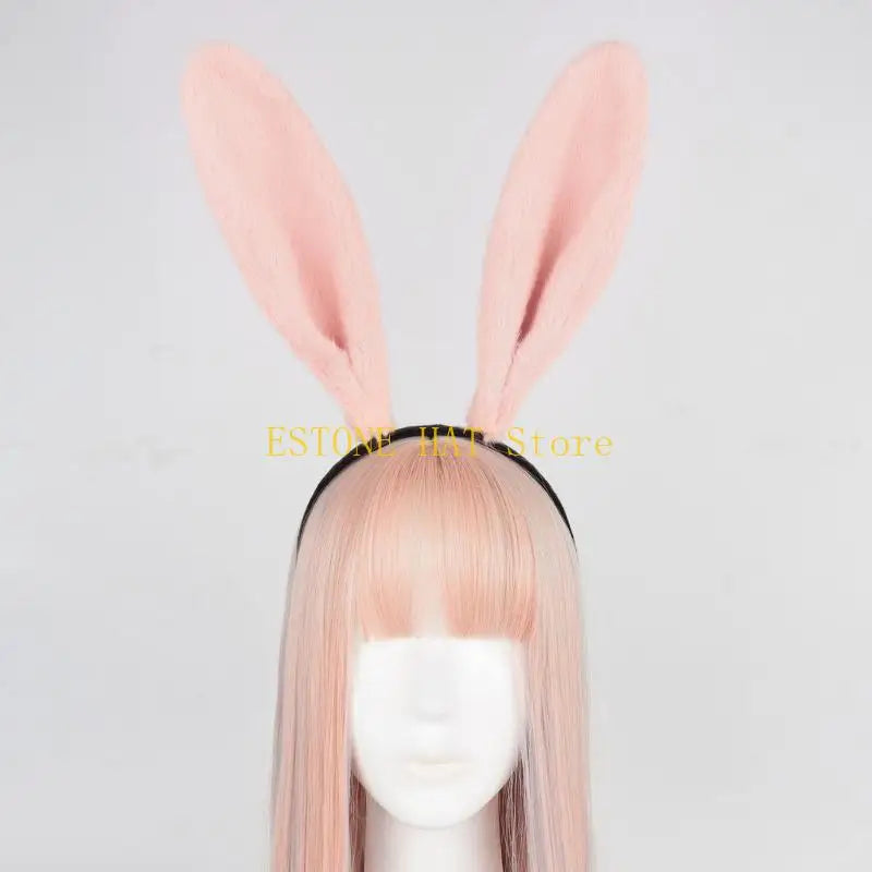49MF Lovely Bunny Ear Hair Hoop Hair Holder Live Broadcasting Spring Cosplay Party Headwear for Teens Woman