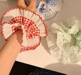 Women Lace Hair Scrunchies Girls Elastic Hair Bands Ponytail Holders Tie Hair Hoop Large Plaid Scrunchy Rubber Bands Headwear