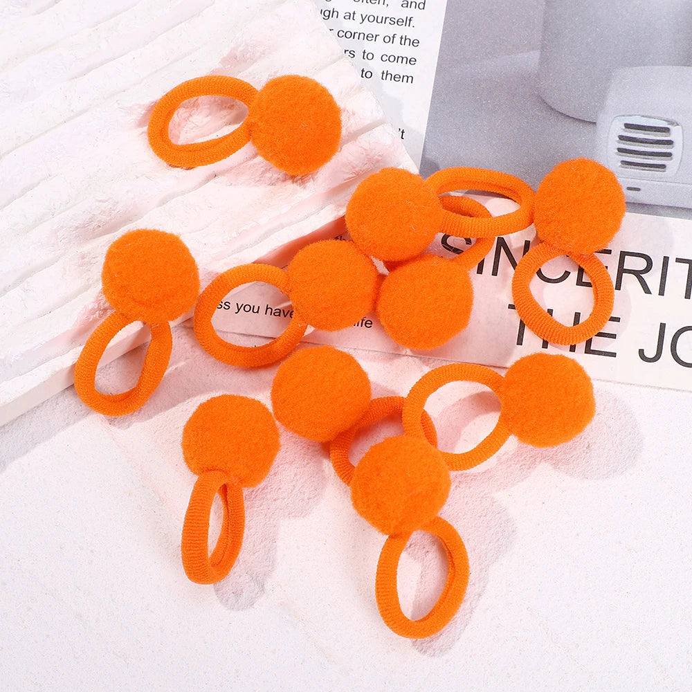 20pcs Kids Elastic Hair Bands Girls Plush Ball Rubber Band For Children Sweets Scrunchie Hair Ties Clip Baby Hair Accessories