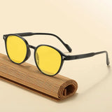 Round Frame Yellow Lens Sunglasses Driving Fishing Nigh Vision Eyewear for Men Women Ultra Light High Definition Eyeglasses