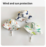 Cartoon Printing Baby Bucket Hat Cotton Breathable Kids Fisherman Hat Infant Toddle Sun Hat With Drawstring