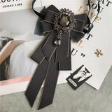 Rhinestone Bow Tie Women's Graduation Photo Student School Uniform Tie Ribbon Sweet Literary and Art Plaid Bowtie Collar Flower