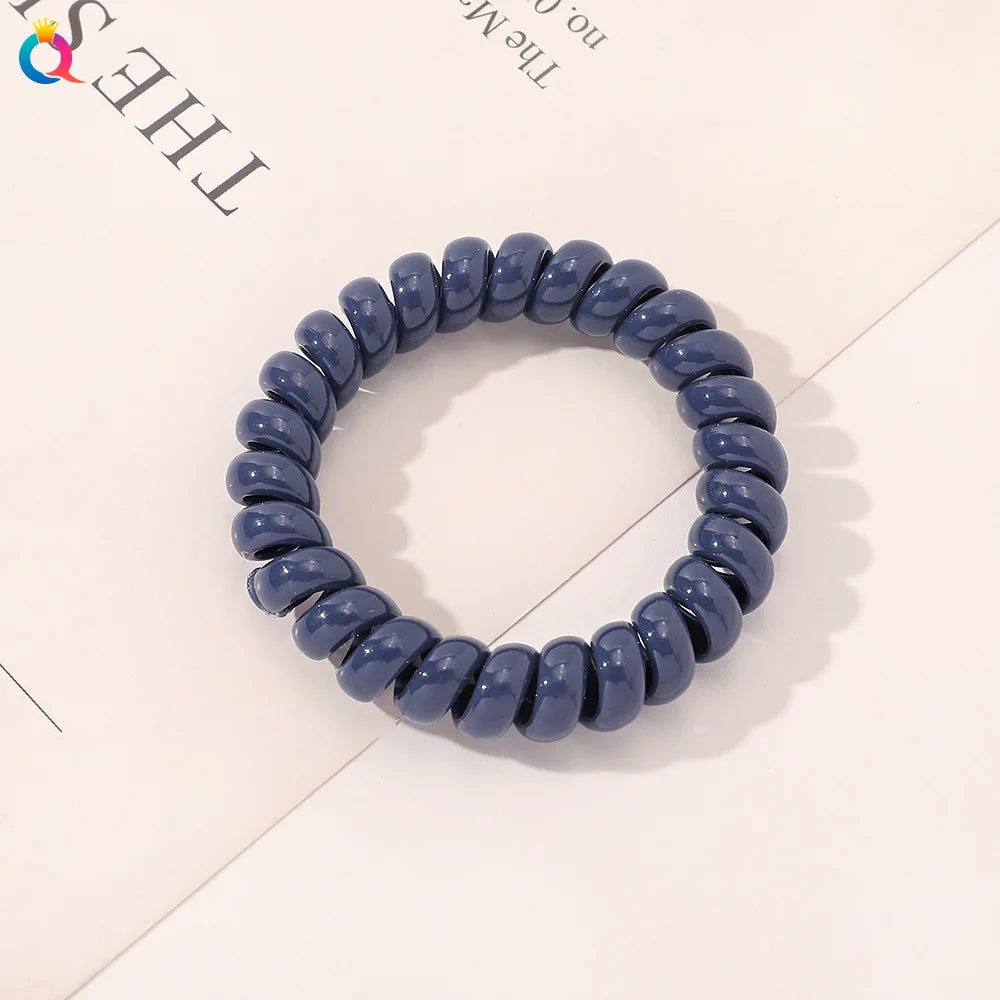 High Elasticity Telephone Coil Hairbands Women Spiral Hair Ties Girls Hair Rings Rope Solid Color Hair Accessories Gum Scrunchy