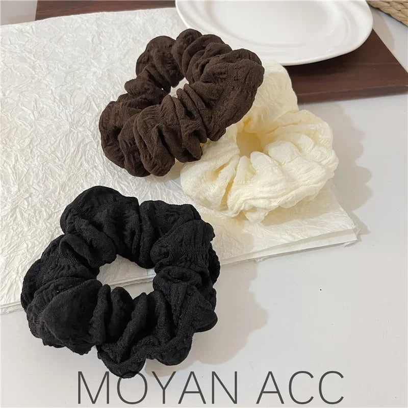 Korean Woman Large Cream Puff Elastics Hair Band Solid Color Scrunchies Hair Ties Ladies Ponytail Hold Hair Accessories