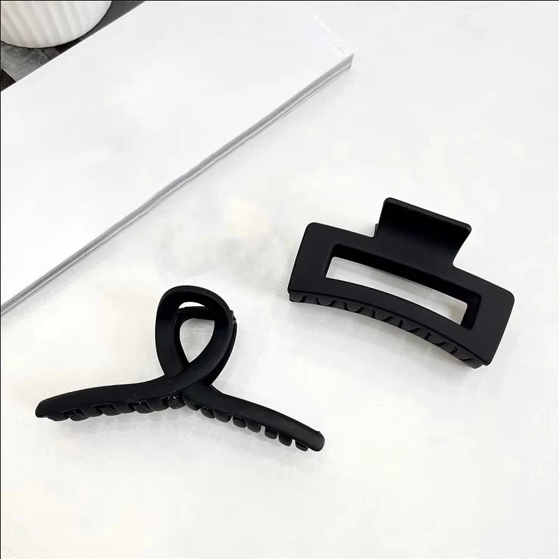 Black Square Cross Large Acrylic Hair Clamps Claw Clips for Women Matte Frosted Geometric Shark Clips Minimalist  Daily Headwear
