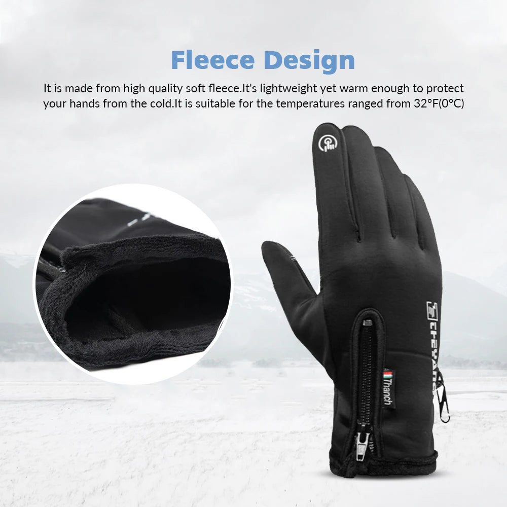 Outdoor Winter Gloves Motorcycle Gloves With Fleece Lined Touch Screen Snow Glove Waterproof Thermal Gloves For Riding