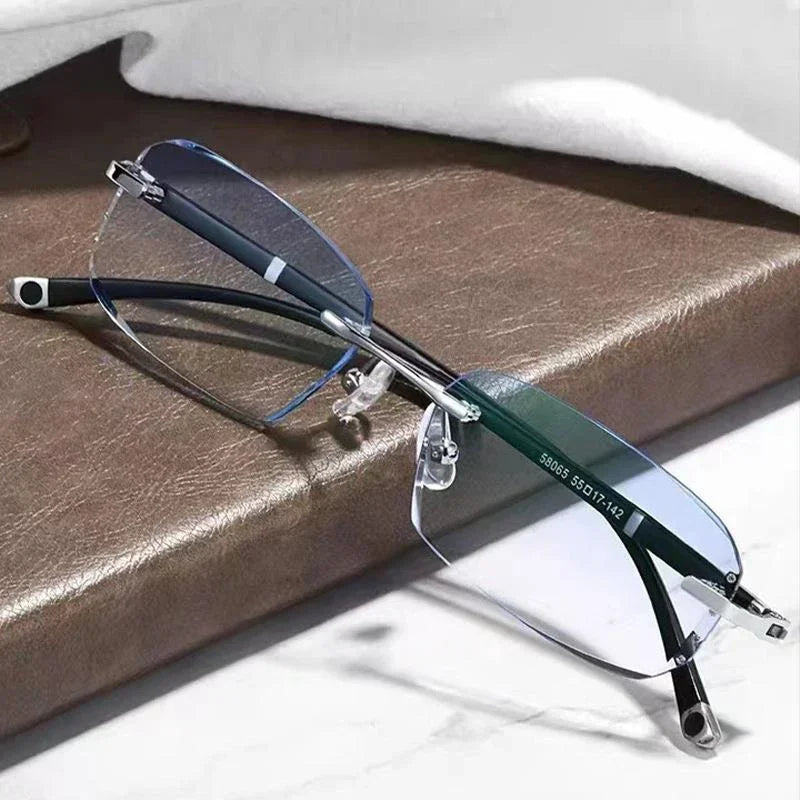 Luxury Blue Light Blocking Reading Glasses Women Men Cutting Frame Presbyopia Eyeglasses HD Lens Farsighted Prescription Eyewear