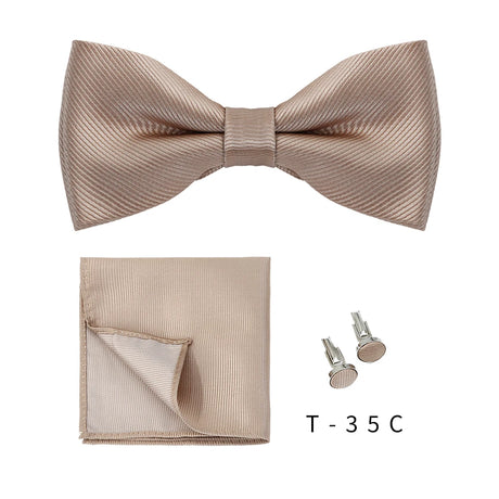 Men Ties Set Solid Color Bowtie Cravat Cufflinks Handkerchief Fashion Butterfly Party Wedding Bow Ties For Men Shirt Accessories