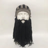 Red Tassel Cosplay Roman Knight Knit Helmet Men Cap Original Barbarian Handmade Winter Warm Beard Hats Funny Beanies Party Gifts