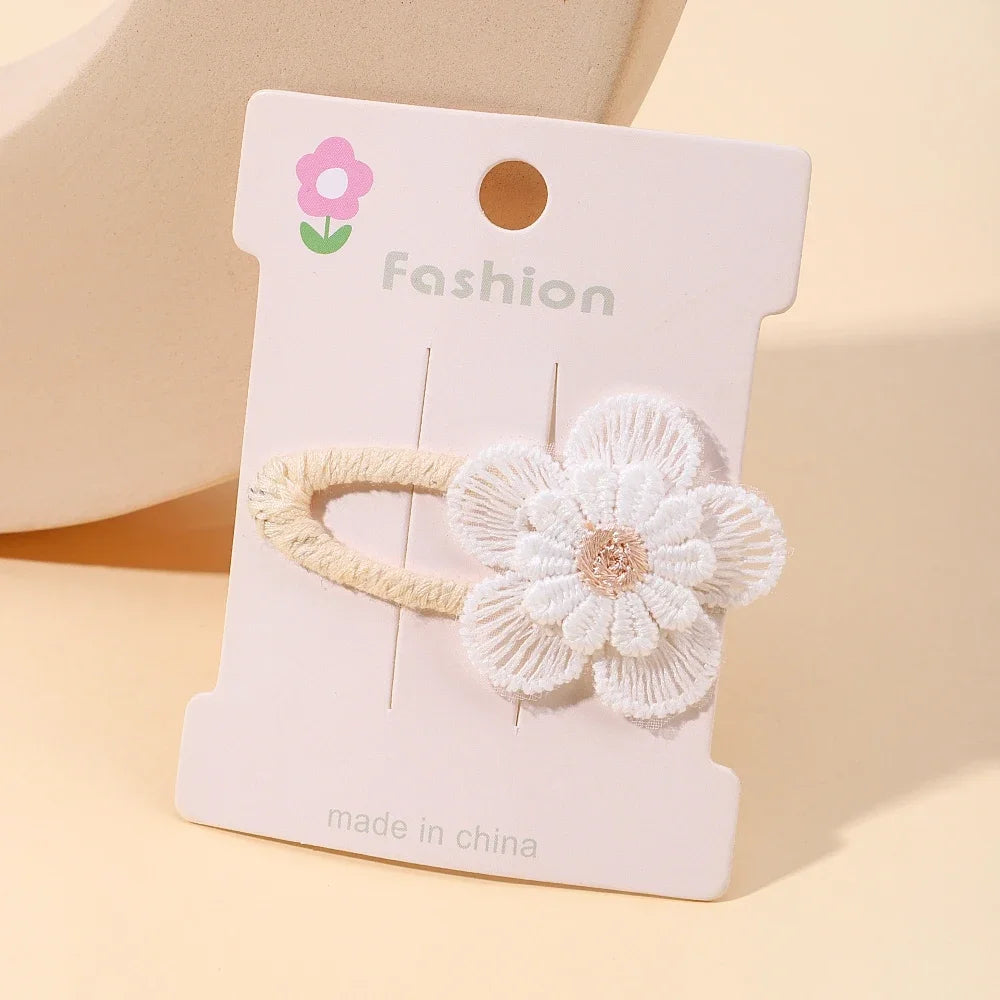 1pcs Ins Daisy Flower Hair Clips Baby Girl Hairpins for Kids Lace White Barette Princess Hooks Infant Accessories Korean