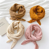 Crinkle Pleated Square Scarf Solid Color Scarf Shawl Women Muslim Hijab Cotton Viscose Lace Headscarf Thin Big Headscarf 90*90cm