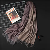 2022 Winter Women Scarf Fashion Solid Soft Cashmere Scarves for Lady Pashmina Shawls Wrap Blanket Bandana Female Foulard Tassel