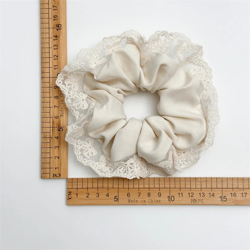 High Appearance Level Lace Fabric Elastic Hair Rope Simple Advanced Sense Small Fragrance Sweet Tie Hair Cord Gentle Temperament