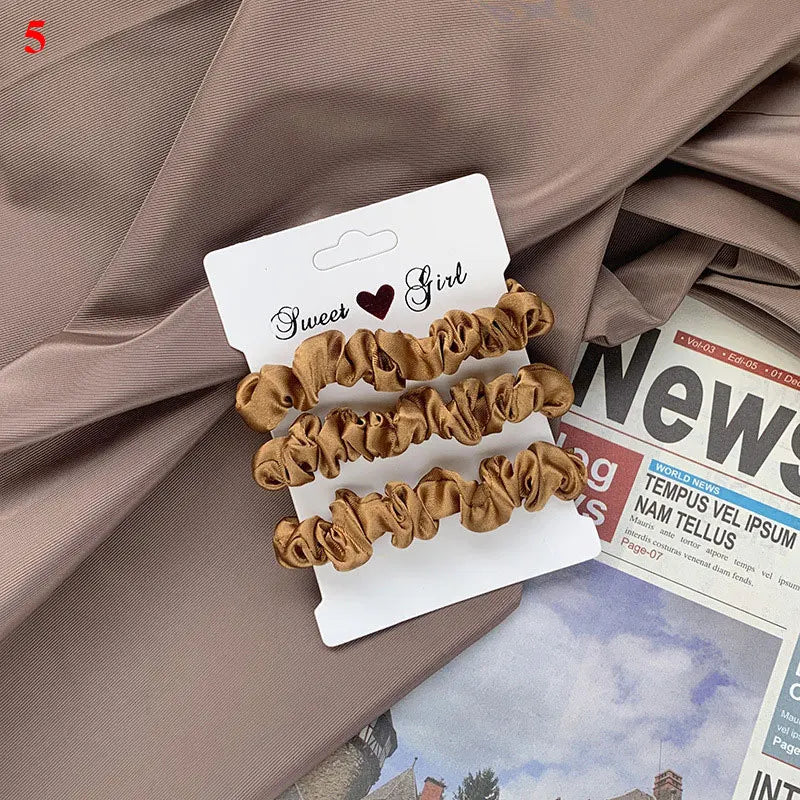 3Pcs/Set Silky Hair Scrunchies Ponytail Holders Elastics Hair Ties For Women Silk Satin Solid Color Hair Rope Hair Accessories