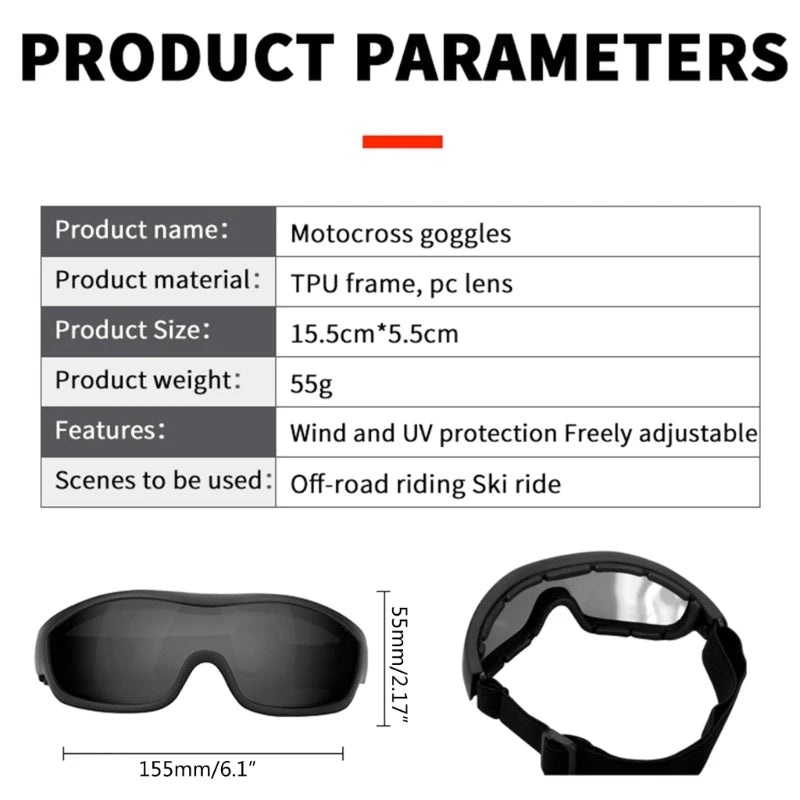 Motorcycle Electric Bike Riding Goggles with Anti UV Lens Clear & Comfortable Eyewear for Motorbike E bike Cycling