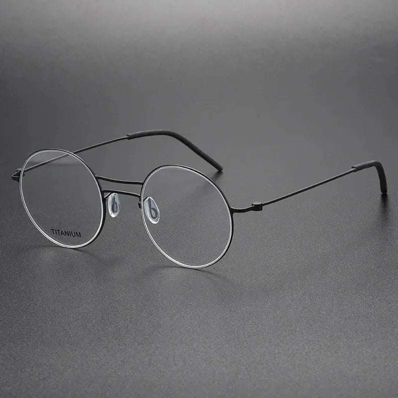 Handmade Round Titanium Glasses Frames 5518 Retro Men Double Beam Round No Screw Eyeglasses Denmark Brand Lightweight Women