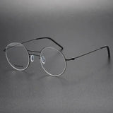 Handmade Round Titanium Glasses Frames 5518 Retro Men Double Beam Round No Screw Eyeglasses Denmark Brand Lightweight Women