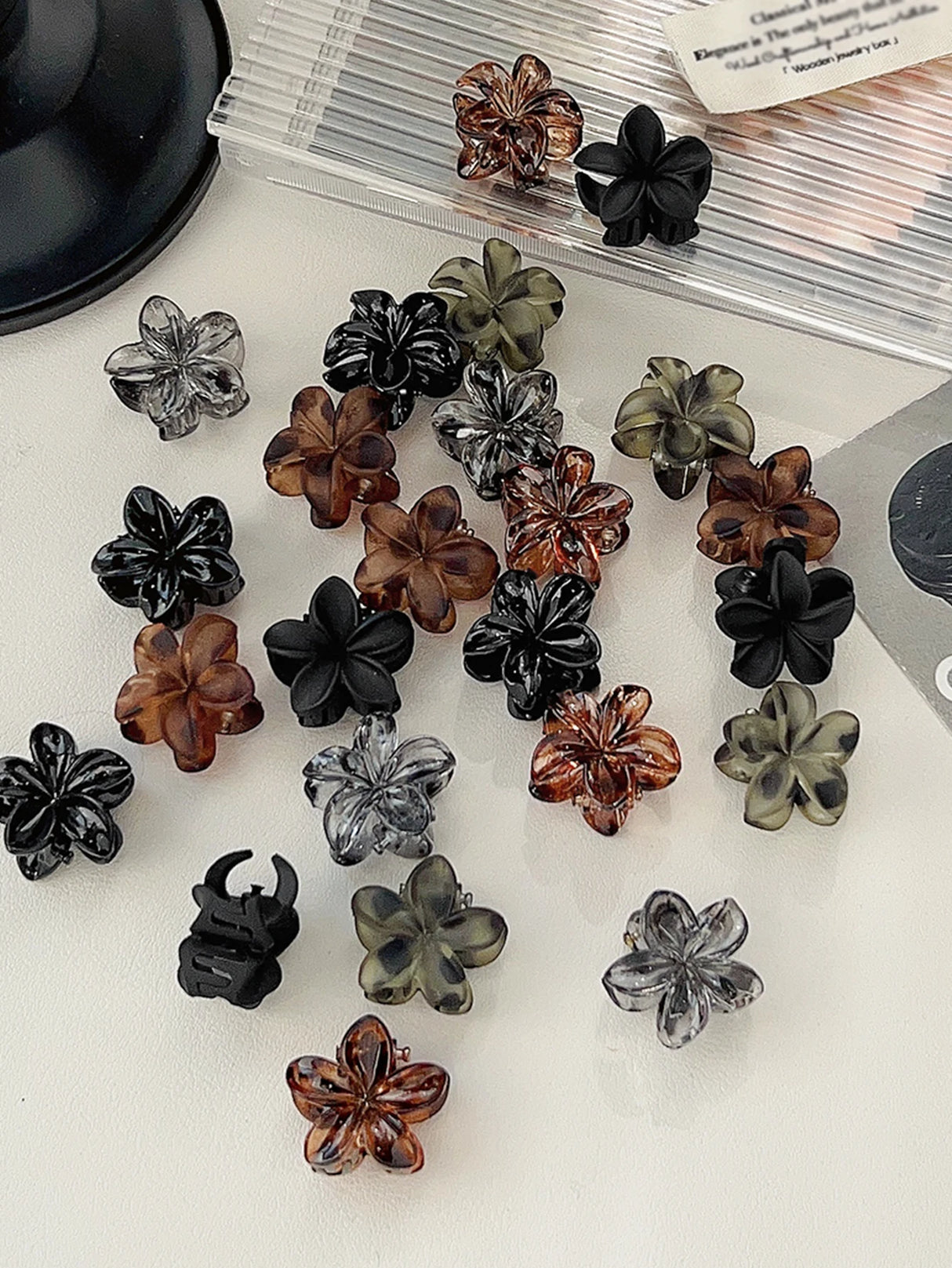 Mini Flower Hair Clips Pack for Women - Creaseless Styling Claw Clips for Bangs and Tiny Hair Styling