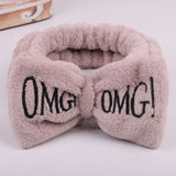 Letter OMG Headbands for Women Girls Bow Wash Face Turban Makeup Elastic Hair Bands Coral Fleece Hair Accessories
