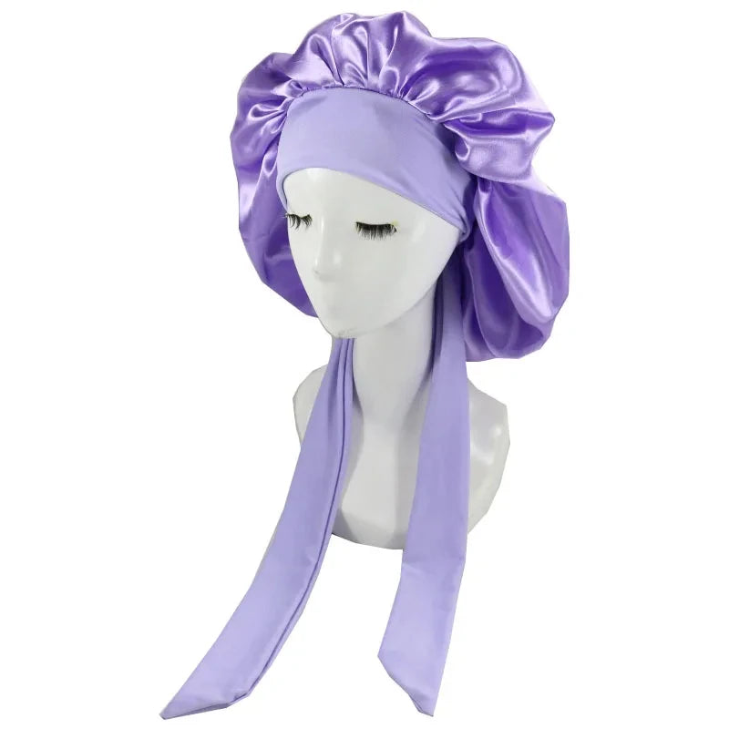 Women Satin Solid Sleeping Hat Night Sleep Cap Hair Care Bonnet Nightcap For Women Men Unisex Cap Bonnet De Nuit Shower Turban