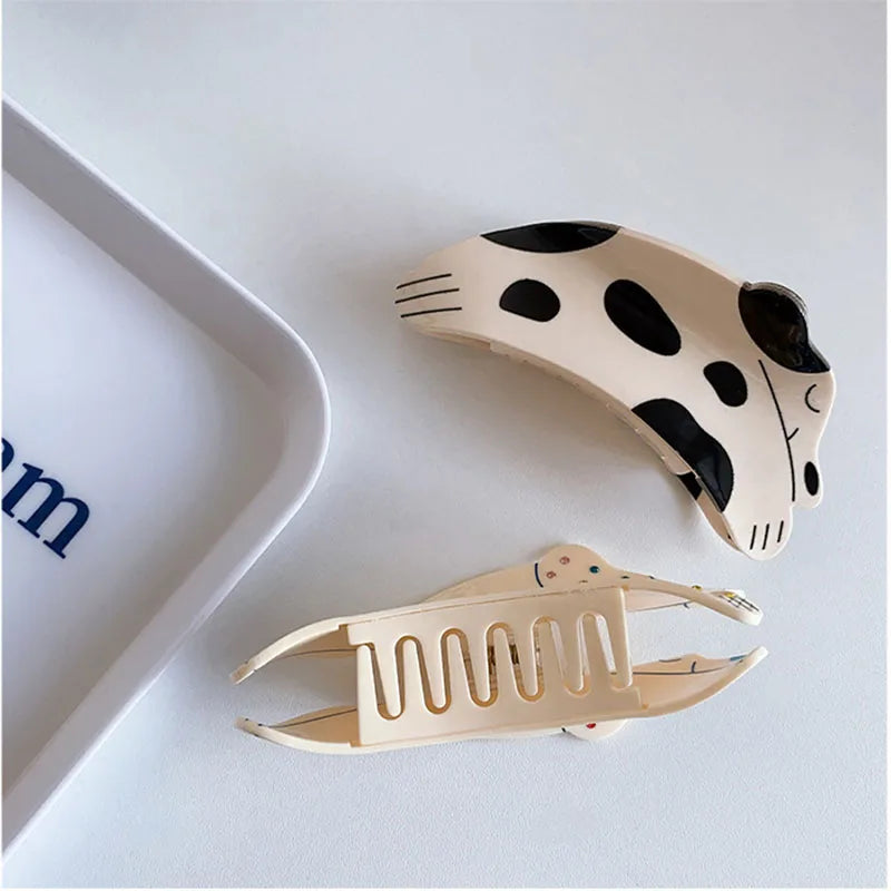 Fun Acetic Puppy Hair Clip Spotted Dog Rhinestone Shark Clip Cute Cartoon Animal Grab Clip Hairpin Women Hair Accessories Gifts