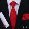 Tie For Men Classic Plaid Handkerchiefs Red Necktie Cufflinks For Men Blouse Business Wedding Accessories Women Collar Man Gift