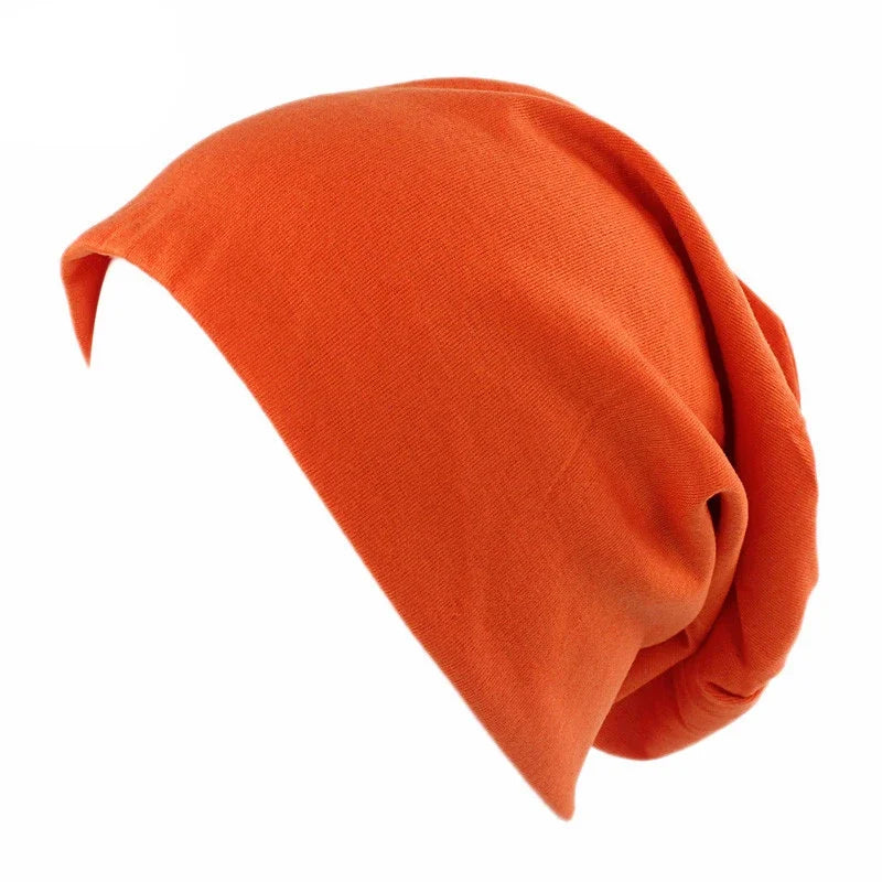 Unisex Men Women Beanie Cotton Night Sleep Cap Bonnet Chemo Hat Headwear Turban Baggy Hair Care Nightcap Pullover Hat Solid Colo