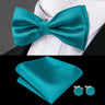 Dropshipping Solid Silk Mens Bow Tie Hanky Cufflinks Set Pre-tied Butterfly Knot Bowtie Wholesale for Male Wedding Business