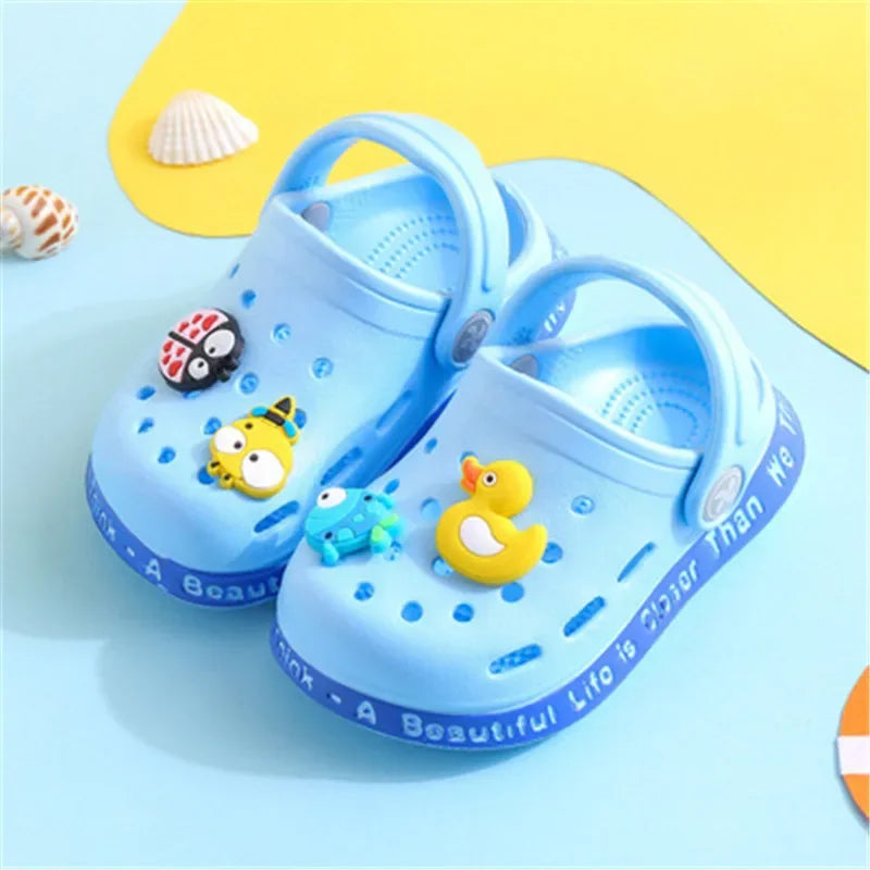 Summer Kids Sandals Children Hole Shoes Slippers Soft Non-slip Cartoon DIY Design Beach Sandy Slipper Shoe for Boys Girls