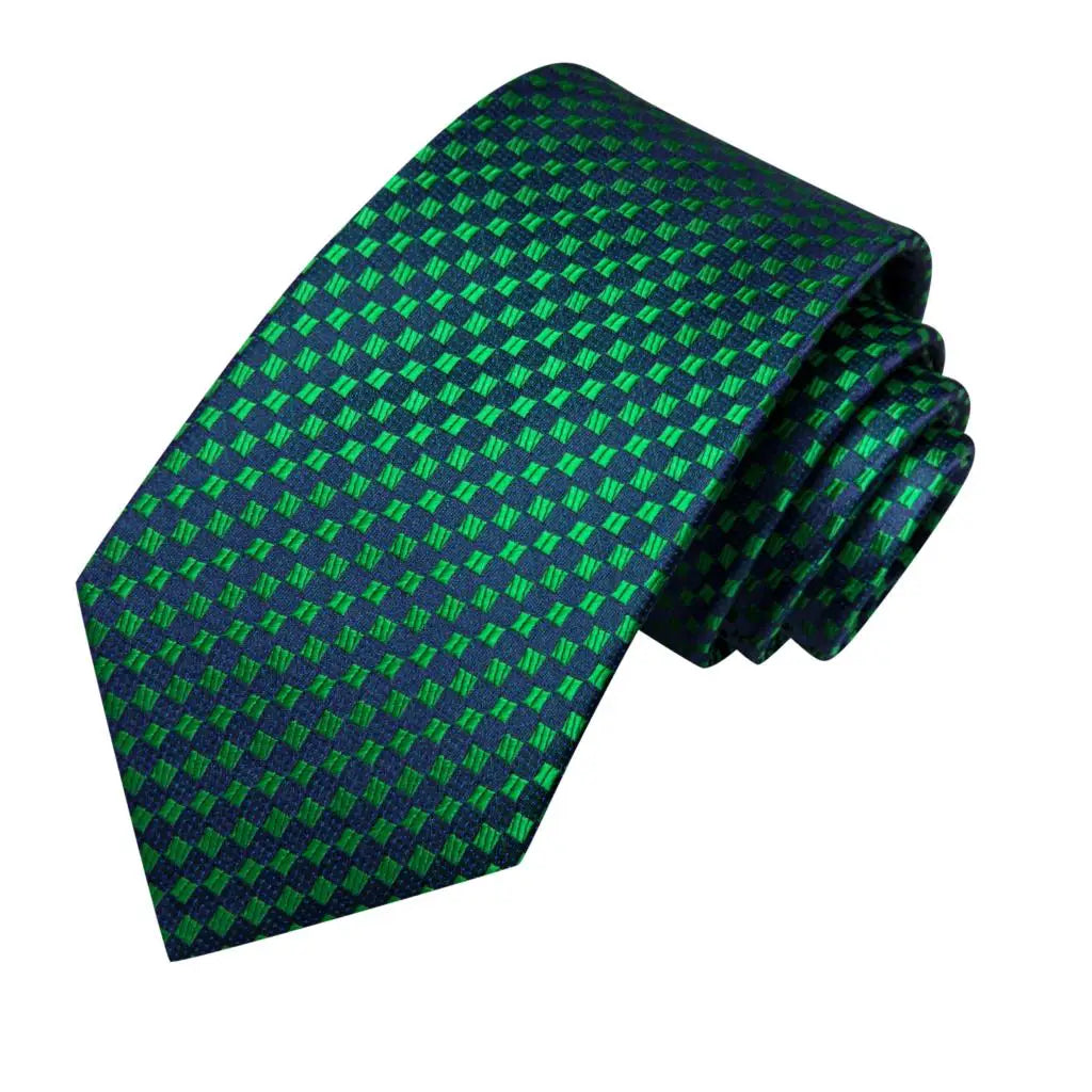 Hi-Tie Dark Green Psialey Silk Elegant Tie For Men Groom Wedding Men Necktie Pocket Square Cufflink Accessory Wholesale Designer