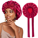 New Women Satin Bonnet Silky Sleep Cap Curly Hair Wrap For Sleeping Cap Adjustable Bonnets With Tie Band Nightcap Hair Care Cap