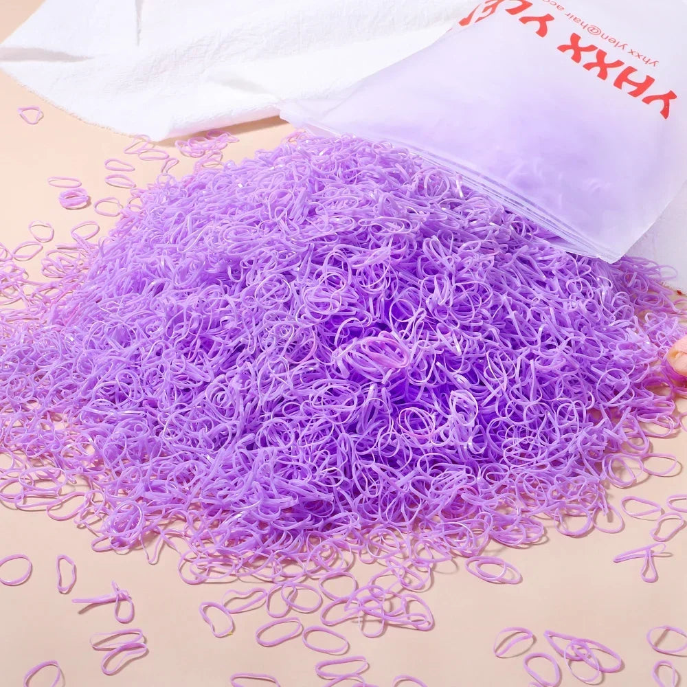 500/1000/2000pcs Girls Black Disposable Rubber Band Hair Ties Headband Children Ponytail Holder Bands Kids Hair Accessories