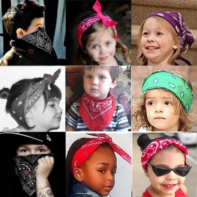 Fashion Scarf Bandana Headwraps For Women Girls Kids Vintage Four Seasons Square Hair Scarve Sports Hairscarf Bohemian Headbands