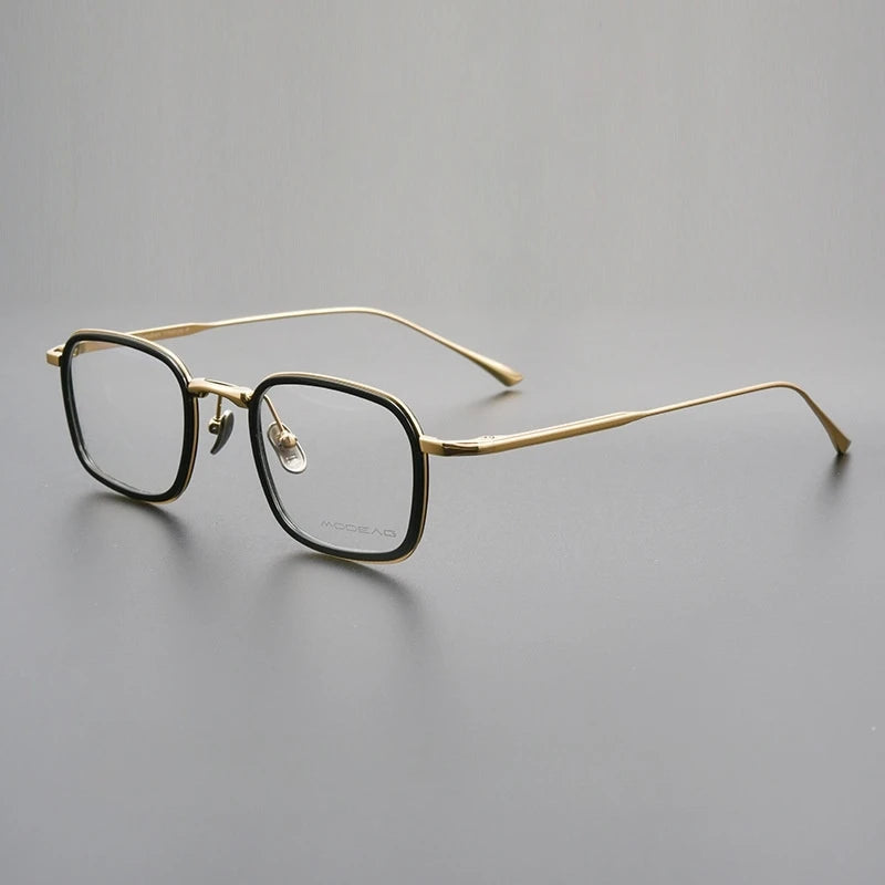 TFTB Retro All Pure Titanium Men's Glasses Luxury Square Small Framework Ultralight Optical Prescription Eyeglasses Frame 142mm