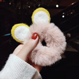 Women Girl Cute Cartoon Hair Scrunchies Panda Cows Cat Rabbit Plush Elastic Hair Bands Sweet Pontail Ties Christmas Accessories