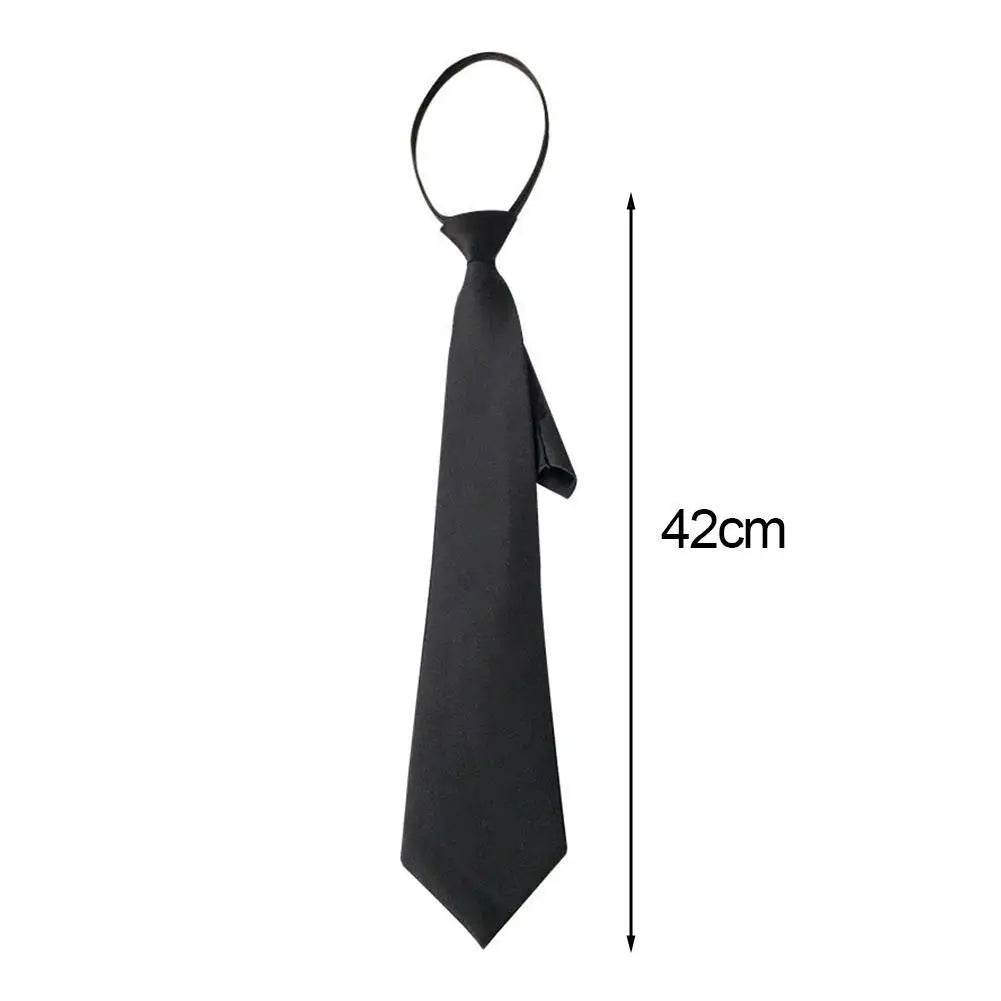 Unisex Tie For Men Women Zipper Tie Black Clip On Men Tie Security Ties Clothes Neckties Funeral Porter Steward Matte Ties