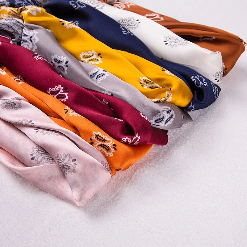 Fashion Paisley Print Kerchief Women Hair Scarf Silk Headband Bandana Head Scarves Female 70*70cm Square Hijab Scarfs For Ladies