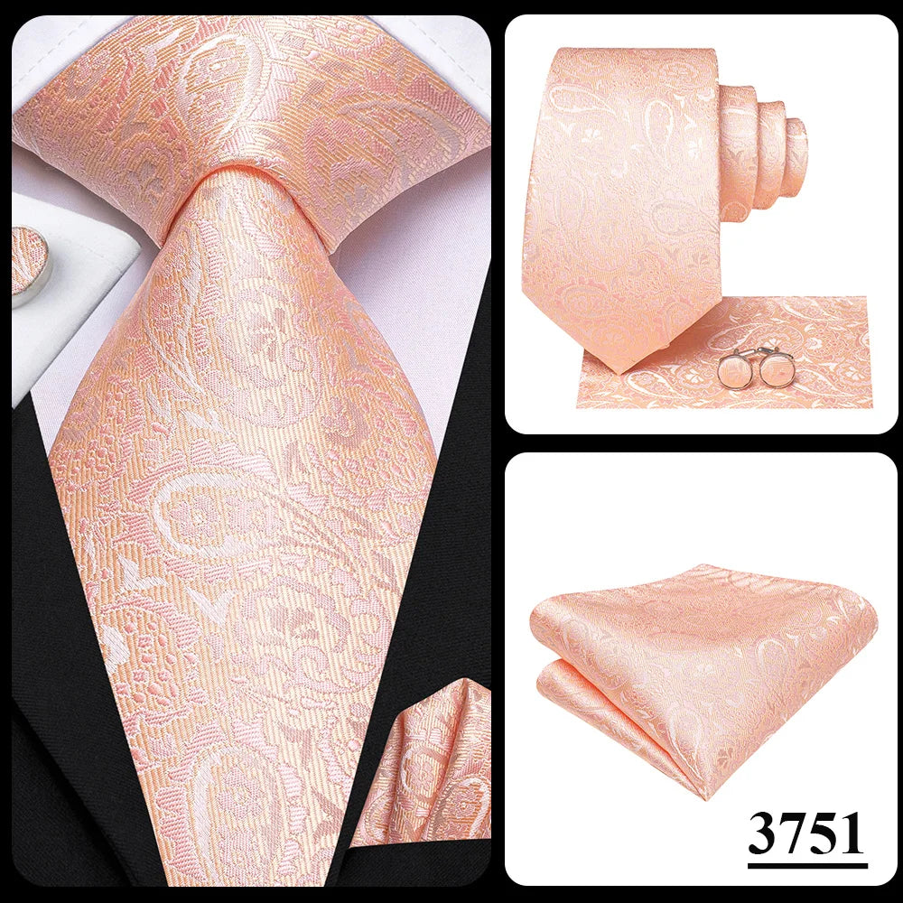 Hi-Tie Men Fashion Paisley Sage Green Necktie Handkerchief Cufflinks for Tuxedo Accessory Classic Silk Luxury Tie for Man Gift