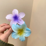 Hot Bohemia Gradient Colorful Acrylic Egg Flowers Hair Claw Clips For Women Beach Forest Style Sweet Headwear New Accessories