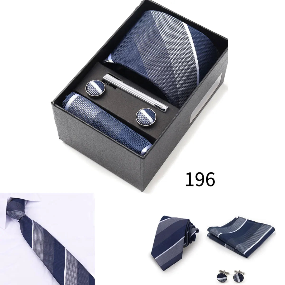 Men's Tie Gift Box With Neckties Handkerchiefs Cufflinks Tie Clips 6-Piece sets Group Business Wedding Festival Formal Ties