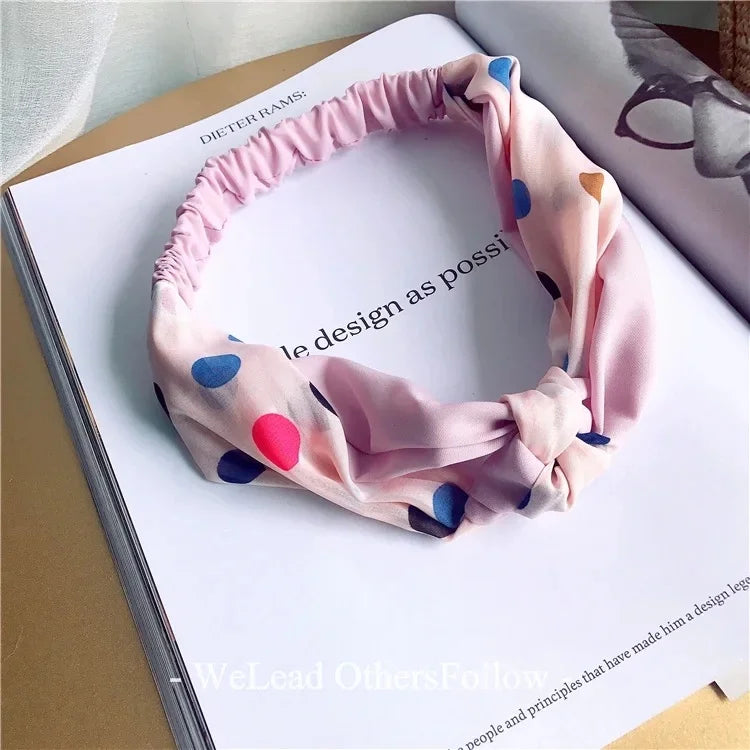 Clearance Fresh Colorful Turban Headbands Women Spring Summer Chiffon Headband Head Wrap Wide Lattice Hairband Hair Accessories