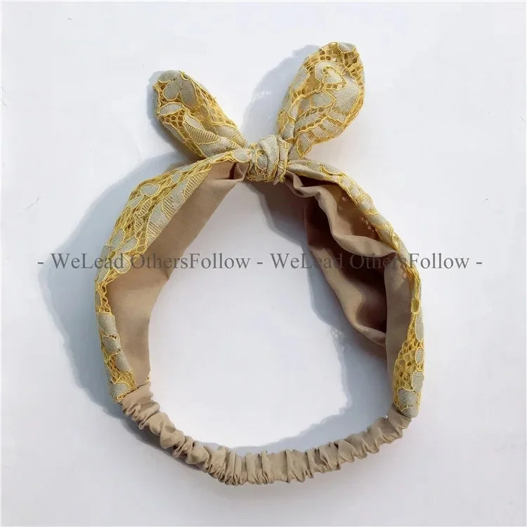 Clearance Fresh Colorful Turban Headbands Women Spring Summer Chiffon Headband Head Wrap Wide Lattice Hairband Hair Accessories