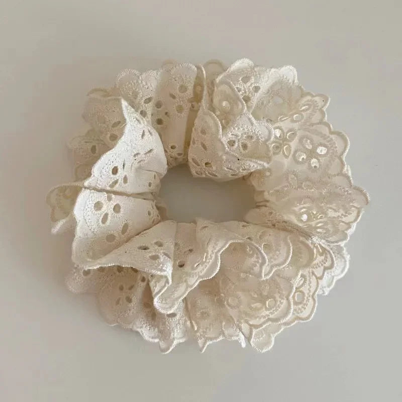 Fashion Lace Scrunchies Romantic Elastic Hair Bands Girl Solid Ponytail Holder Tie Headwear Hair Rope for Women Hair Accessories