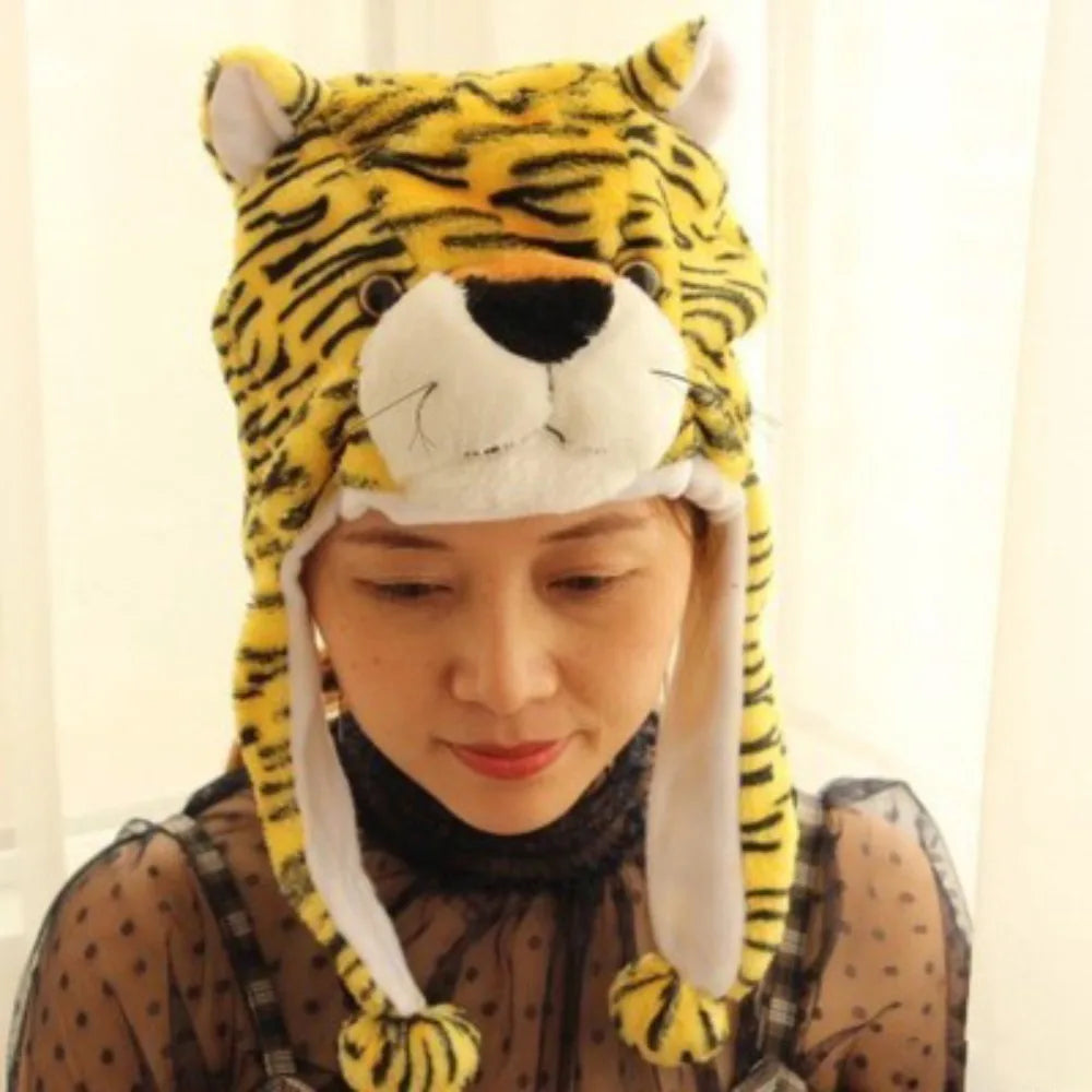 Cute Cosplay Costume Green Headgear Female Beanie Caps Cartoon Winter Autumn Hats Plush Hat Big Frog Eyes Hat Rabbit Bunny Ears