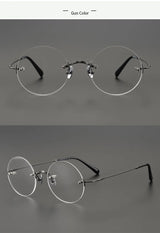 2024 Pure Titanium Round Rimless Glasses Frame Simple Fashion Men Women Small Faces Eyeglasses Light Weight Frameless Spectacles