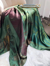 BYSIFA| Brand Green Pure Silk Scarf Femmes Foulard Spring Fall 100% Mulberry Silk Scarves Shawls Fall Winter Long Scarves Hijabs