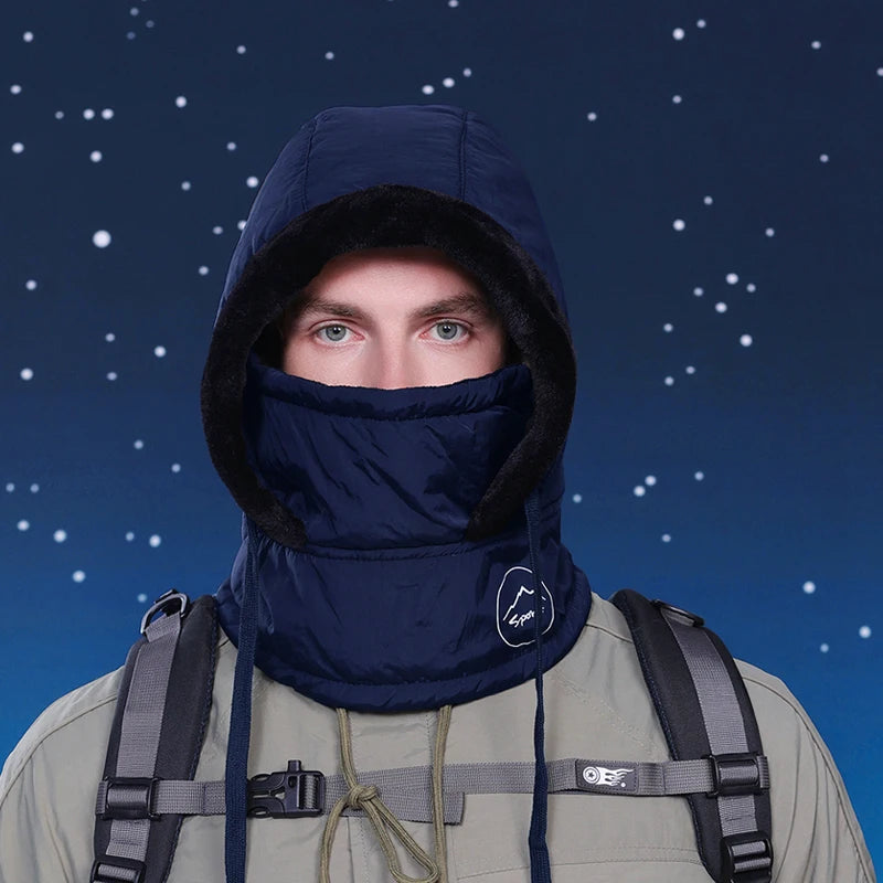 Plush Warm Hat Thickned Beanies Cap Outdoor Windproof Scarf One-Piece Hat Hood Cover Fleece Hat for Cycling Running Waterproof